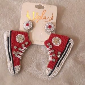 NWT Viola Converse Red High Top Beaded Earrings